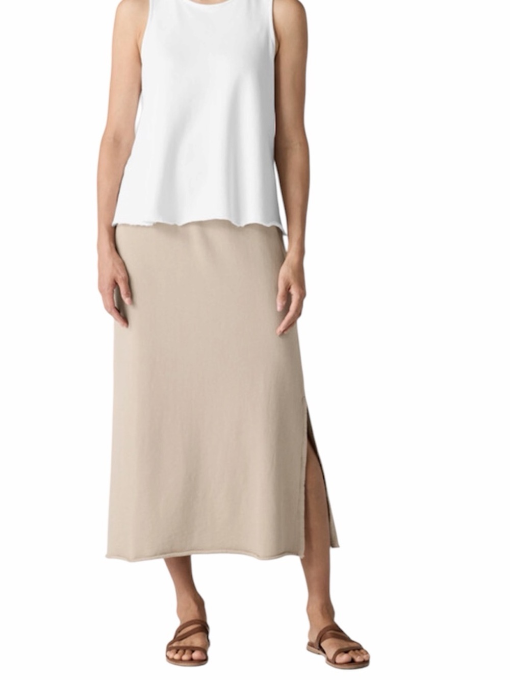 Eileen Fisher | Lightweight Organic Cotton French Terry A-Line Skirt Size XL